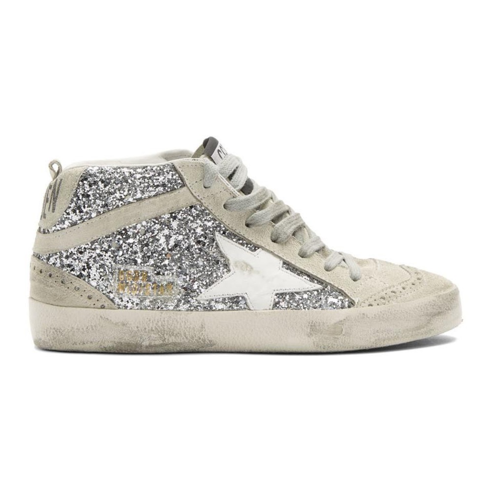 Golden Goose silver glitter midstars size 39